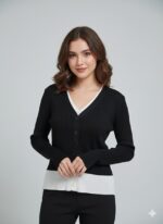 La Trendz Women's Ribbed V-Neck Buttoned Knit Cardigan | Stylish Winter Sweater Top - Image 2