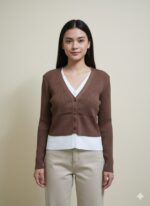 La Trendz Women's Ribbed V-Neck Buttoned Knit Cardigan | Stylish Winter Sweater Top - Image 3