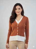 La Trendz Women's Ribbed V-Neck Buttoned Knit Cardigan | Stylish Winter Sweater Top