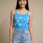 La Trendz Wholesale Knitted Floral Crop Top for Women | Trendy Sleeveless Summer Tops in Bulk