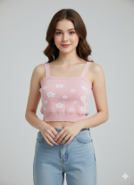 La Trendz Wholesale Knitted Floral Crop Top for Women | Trendy Sleeveless Summer Tops in Bulk - Image 4