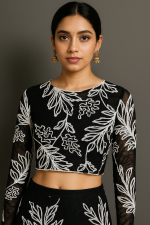 LA TRENDZ Elegant Embroidered Crop Top for Women – Stylish Party & Ethnic Wear