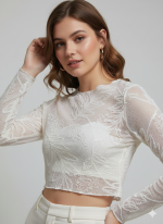 LA TRENDZ Elegant Embroidered Crop Top for Women – Stylish Party & Ethnic Wear - Image 2