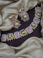 Kundan Choker Necklace Set for Women with Stones & Earrings | Traditional Wedding Jewellery Set