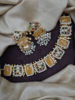 Kundan Choker Necklace Set for Women with Stones & Earrings | Traditional Wedding Jewellery Set - Image 3