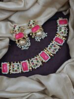 Kundan Choker Necklace Set for Women with Stones & Earrings | Traditional Wedding Jewellery Set - Image 2