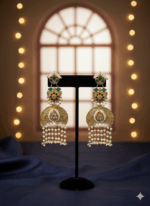 Designer Heritage Kashmiri Jhumka Earrings Wholesale | Imitation Gold Kundan Pearl Export Jewellery - Image 2