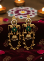 Designer Heritage Kashmiri Jhumka Earrings Wholesale | Imitation Gold Kundan Pearl Export Jewellery - Image 4