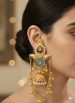 Designer Heritage Kashmiri Jhumka Earrings Wholesale | Imitation Gold Kundan Pearl Export Jewellery