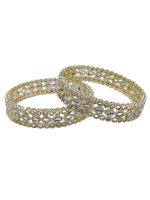 Gold Plated Kundan Stone Studded Designer Bangles Set for Women & Girls - Image 3