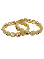 Gold Plated Polki Designer Bangles Set for Women & Girls - Image 3