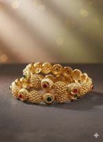 Gold Plated Polki Designer Bangles Set for Women & Girls - Image 2