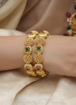 Gold Plated Polki Designer Bangles Set for Women & Girls