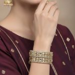 Gold Plated Kundan Designer Bangles Set Chuda for Women & Girls