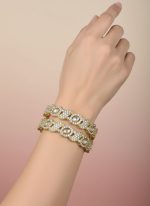 Gold Plated Kundan Designer Bangles Set Chuda for Women & Girls