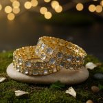 Gold Plated Kundan Polki Work Bangles Set for Women