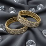 Luxury CZ Crystal Embedded Ethnic Gold 2pcs Bangles Set