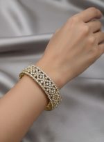 Luxury CZ Crystal Embedded Ethnic Gold 2pcs Bangles Set - Image 2