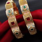 DESIGNER GOLD PLATED MEENAKARI KUNDAN 2 SET OF BANGLES FOR WOMEN
