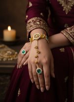 Traditional Kundan Hathphool Bracelet Ring Set | Indian Bridal Hand Jewelry | Bulk Supply for Resellers - Image 2
