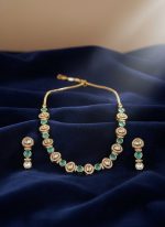 Wholesale Gold Plated Moissanite Kundan Necklace Set with Matching Earrings | Indian Bridal Imitation Jewellery for Export & Bulk Supply - Image 5