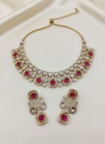 Gold Plated Moissanite Kundan Emerald Necklace Set | Indian Bridal Jewellery | Wholesale & Bulk Export