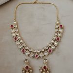 Gold Plated Moissanite Kundan Emerald Necklace Set | Indian Bridal Jewellery | Wholesale & Bulk Export