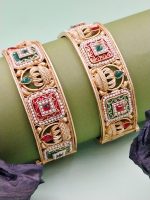 Kemp Design Rajwadi Polish Fancy Design Party wear Beautiful Kemp Jewellery Kemp Bnagle Set of 2