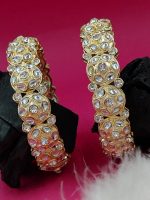 Designer Fancy Style Party wear Kundan Design Kemp Jewellery Bangle Set of 2
