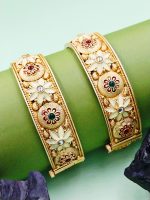 Rajwadi Polish Plain Gold Antique Design Fancy Style Party Wear Bangle Set