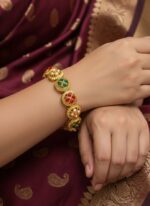 Wholesale Flower Gold Plated Ruby Green Bangles Bulk | Imitation Jewellery Supplier - Image 2