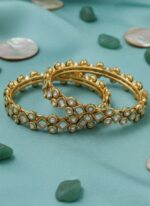 Wholesale Gold Plated Ethnic Kundan Antique Bangles Set Of 2 Bulk Supplier