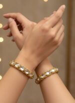 Wholesale Gold Plated Oval Kundan Wedding Bangles Bulk Supplier