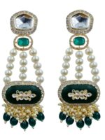 Wholesale Kundan Pearl Beaded Green Earrings Bulk Imitation Jewellery Supplier Export Quality - Image 4