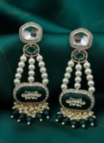 Wholesale Kundan Pearl Beaded Green Earrings Bulk Imitation Jewellery Supplier Export Quality - Image 3