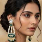 Wholesale Kundan Pearl Beaded Green Earrings Bulk Imitation Jewellery Supplier Export Quality