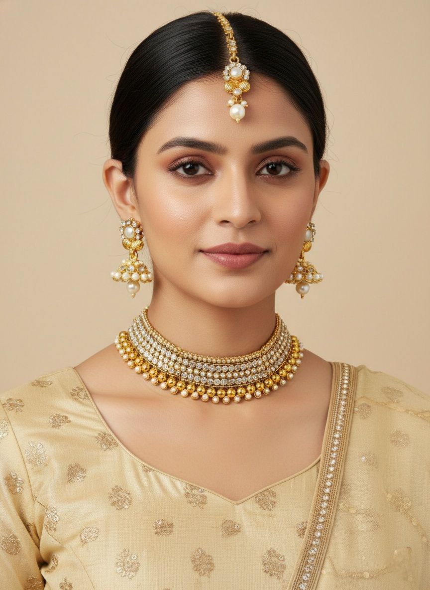 KS01366_080200W_WEBSITE Wholesale Antique Choker Gold Plated Alloy Ethnic Jewellery Supplier - Image 1