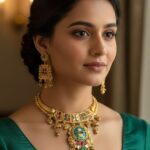 Antique Gold Plated Heritage Jewellery Necklace Set with Multicolor Kundan Stones