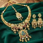 Antique Gold Plated Heritage Jewellery Necklace Set with Multicolor Kundan Stone