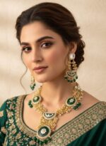 Wholesale Green Kundan Necklace Set Gold Plated Bridal Imitation Jewellery Supplier