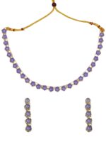 Wholesale Purple Stone Necklace Set Gold Plated Fashion Jewellery Supplier - Image 3