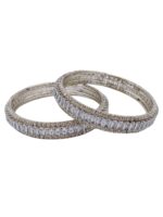 Wholesale Elegant CZ Silver Plated Fashion Bangle Kada Set | Export Quality - Image 3