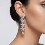 Silver Plated CZ American Diamond Flower Earrings For Women