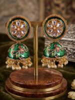 Wholesale Green Meenakari Gold Plated Jhumka Earrings | Bulk Imitation Jewellery Supplier - Image 2