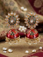 Wholesale Fashion Jewellery | Bulk Export Quality Meenakari Gold Plated Jhumka Earrings - Image 2