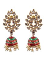 Wholesale Fashion Jewellery | Bulk Export Quality Meenakari Gold Plated Jhumka Earrings - Image 3