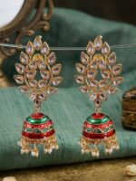 Wholesale Fashion Jewellery | Bulk Export Quality Meenakari Gold Plated Jhumka Earrings - Image 2