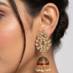 Wholesale Fashion Jewellery | Bulk Export Quality Meenakari Gold Plated Jhumka Earrings