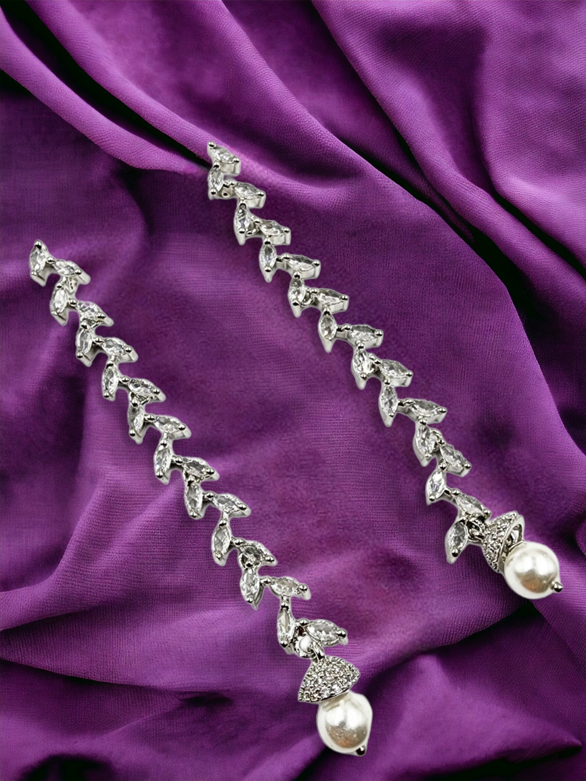 ER0333_080180_E Wholesale Fashion Jewellery | Bulk Export Quality CZ AMERICAN DIAMOND SILVER PLATED Earrings - Image 1