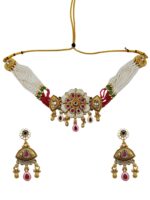 Wholesale Fashion Heritage Rajwadi Kundan Gold Plated Choker Set | Bulk Export Quality Imitation Jewellery - Image 3